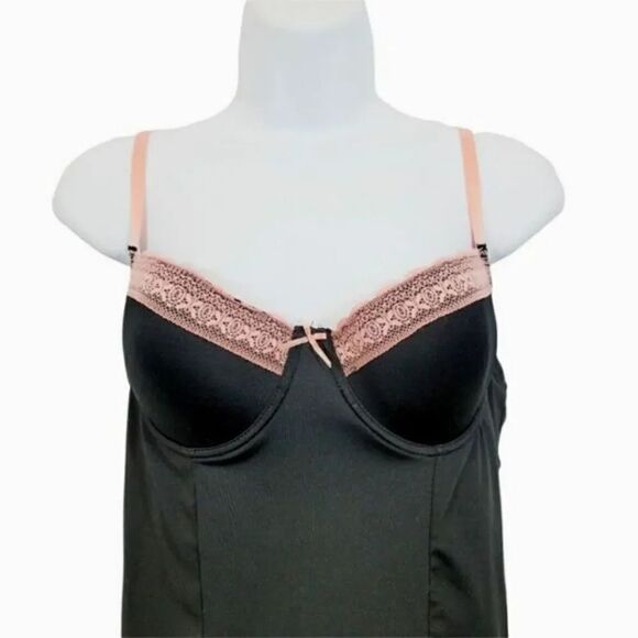 Sophie b. Black Babydoll Chemise with Pink Lace Trim Size Large - Picture 4 of 10